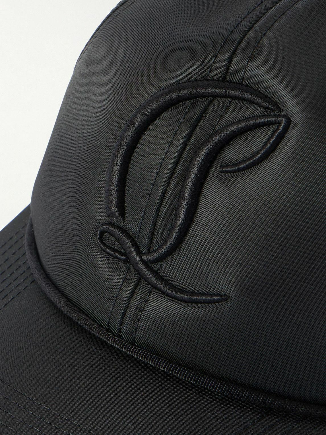Christian Louboutin - Mooncrest AC Logo-Embroidered Leather-Trimmed Nylon-Twill Baseball Cap - Black