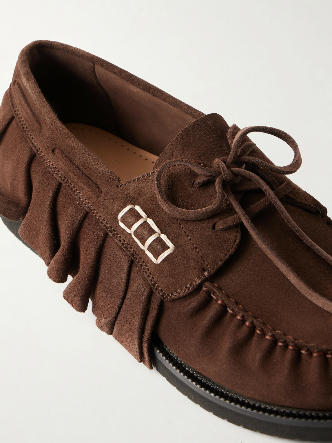 JW Anderson - Ruffle Suede Boat Shoes - Brown