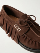 JW Anderson - Ruffle Suede Boat Shoes - Brown