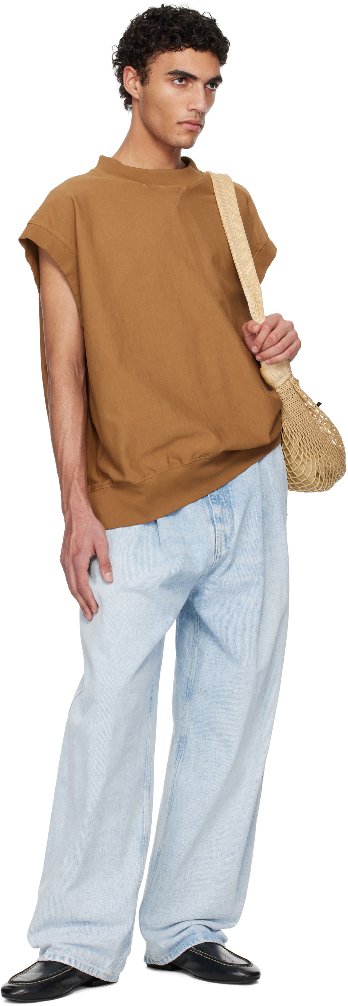 Hed Mayner Tan Cap Sleeve Sweatshirt