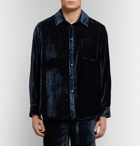 Sies Marjan - Sander Silk and Cotton-Blend Velvet-Corduroy Shirt - Men - Navy