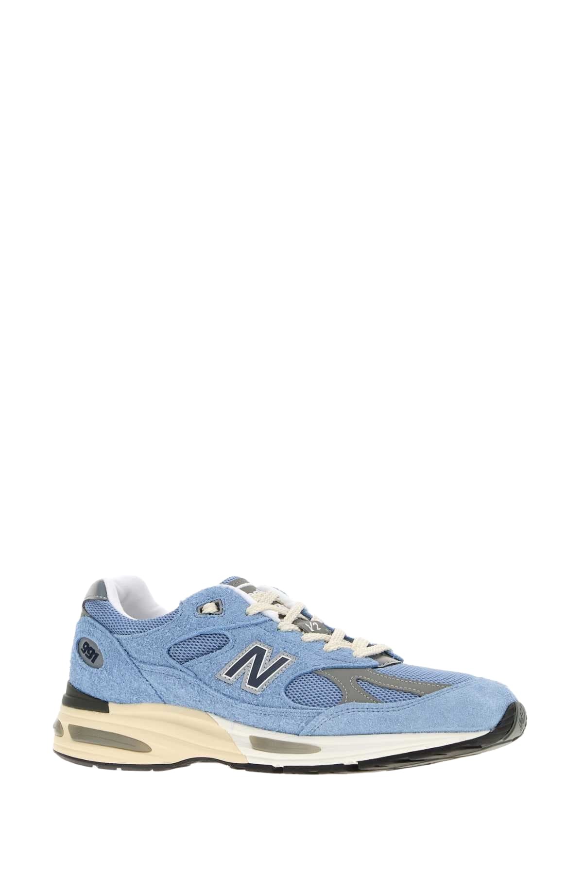 New Balance Light Blue Suede And Mesh 991v2 Sneakers