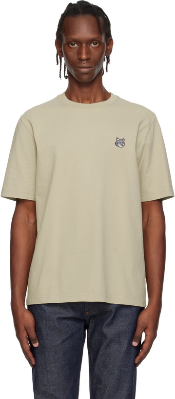 Photo: Maison Kitsuné Beige Fox Head Comfort T-shirt