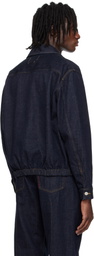 YOKE Navy Front Zip Denim Jacket