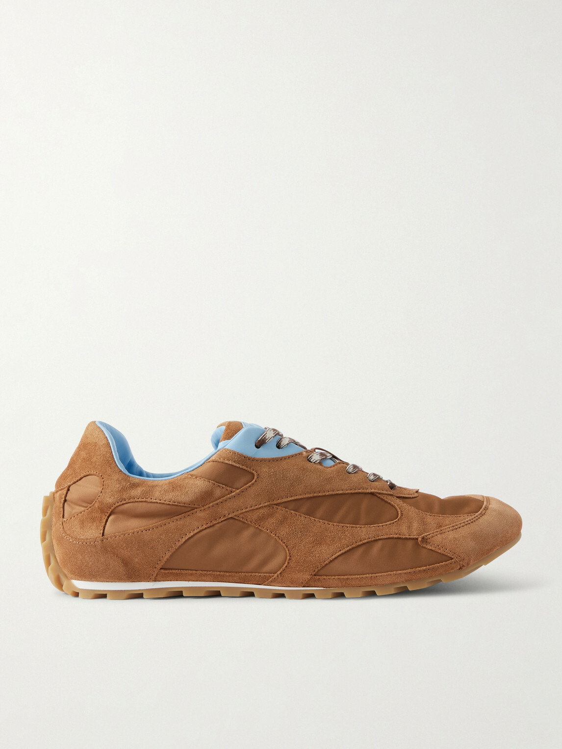 Bottega Veneta - Orbit Leather and Shell-Trimmed Suede Sneakers - Brown