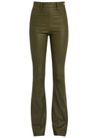 Skiim Brigitta Slim Flared-leg Stretch-suede and Leather Trousers Khaki