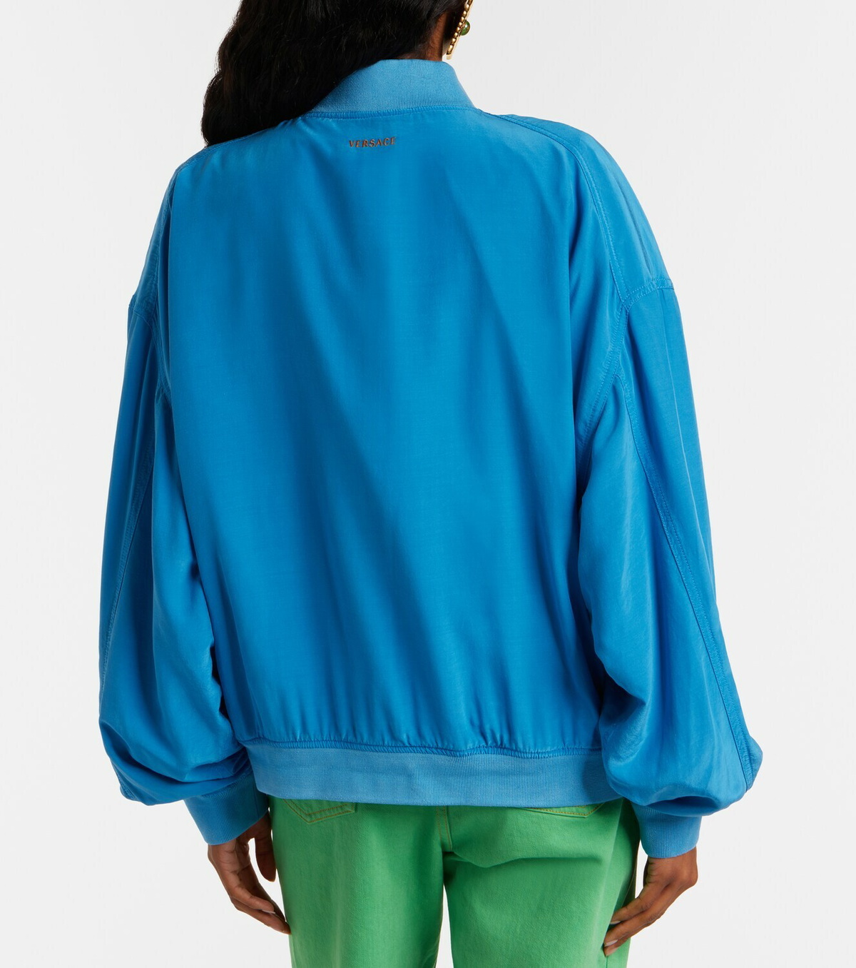 Versace Oversized silk poplin blouson jacket