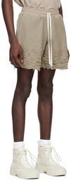 John Elliott Brown Burnout Shorts