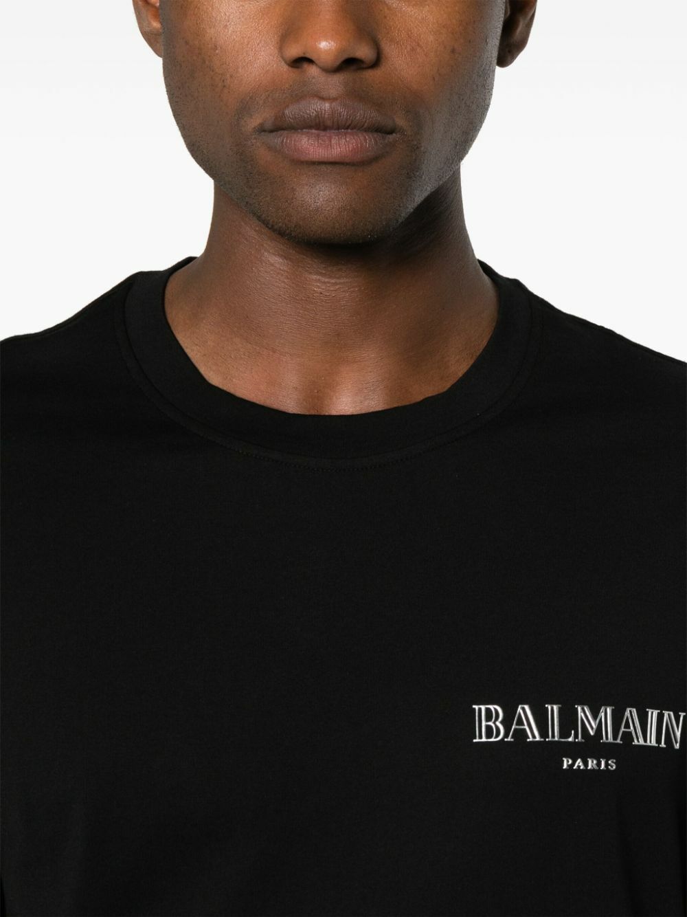 Balmain Black Vintage Rubber-Logo T-Shirt Balmain