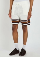 Casablanca Logo-appliquéd Striped Crochet Cotton-knit Shirt White