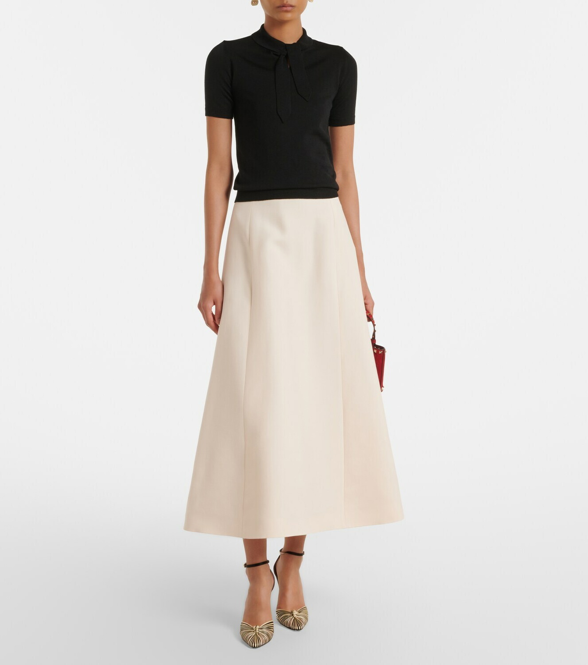 Valentino VLogo tie-neck wool-blend top