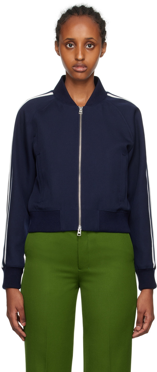 AMI Alexandre Mattiussi Navy Zip Bomber Jacket