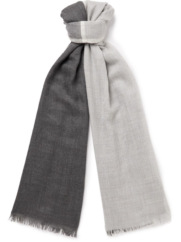 Photo: Brunello Cucinelli - Fringed Striped Cashmere and Silk-Blend Scarf