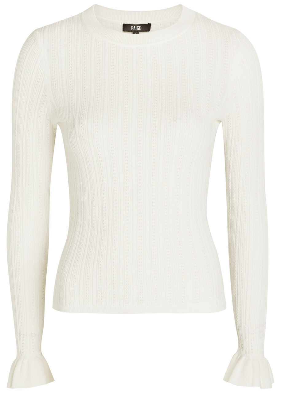 Paige Ophelia Pointelle-knit top White