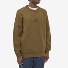 C.P. Company Men's Garment Dyed Centre Logo Crew Sweat in Ivy Green