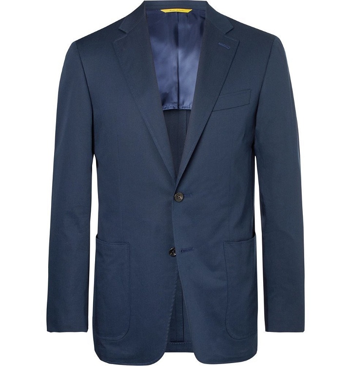 Photo: Canali - Navy Kei Slim-Fit Cotton-Blend Suit Jacket - Men - Navy