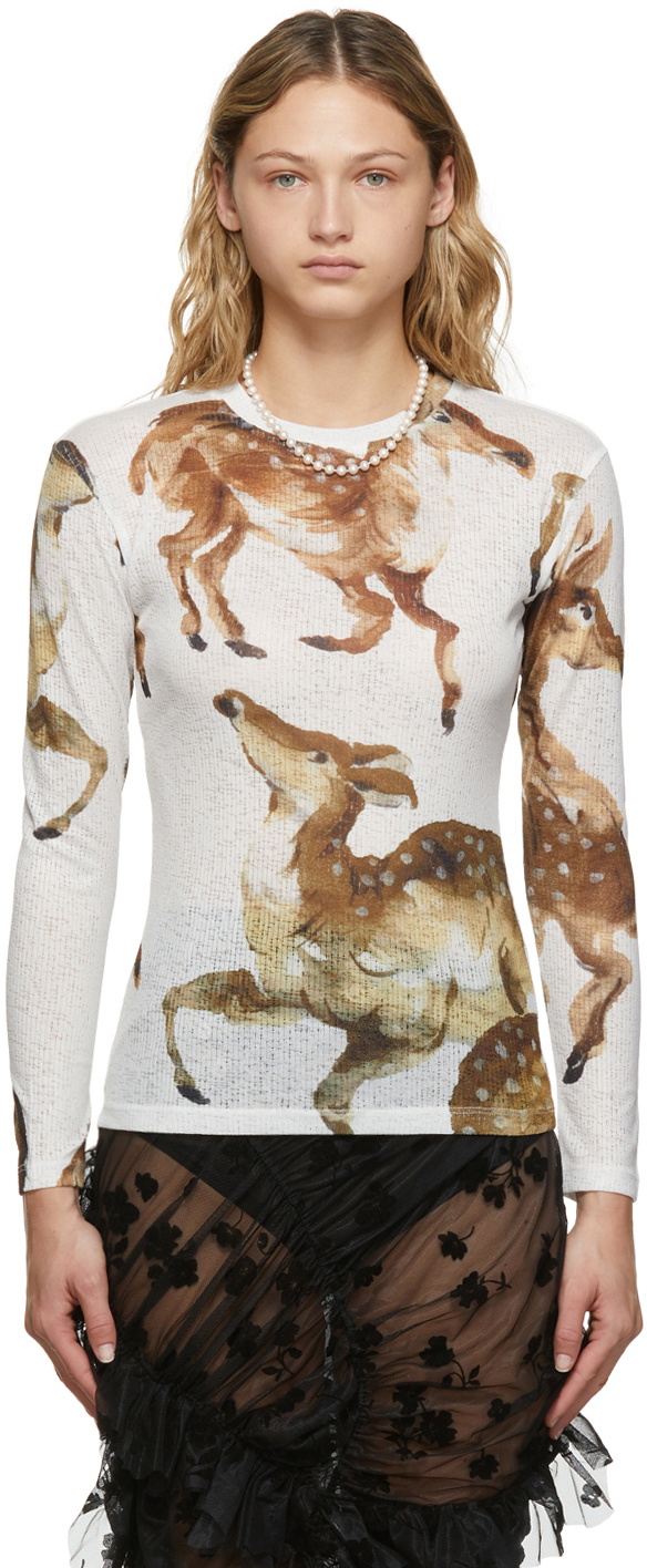 Yuhan Wang White Horse Long Sleeve T-Shirt Yuhan Wang