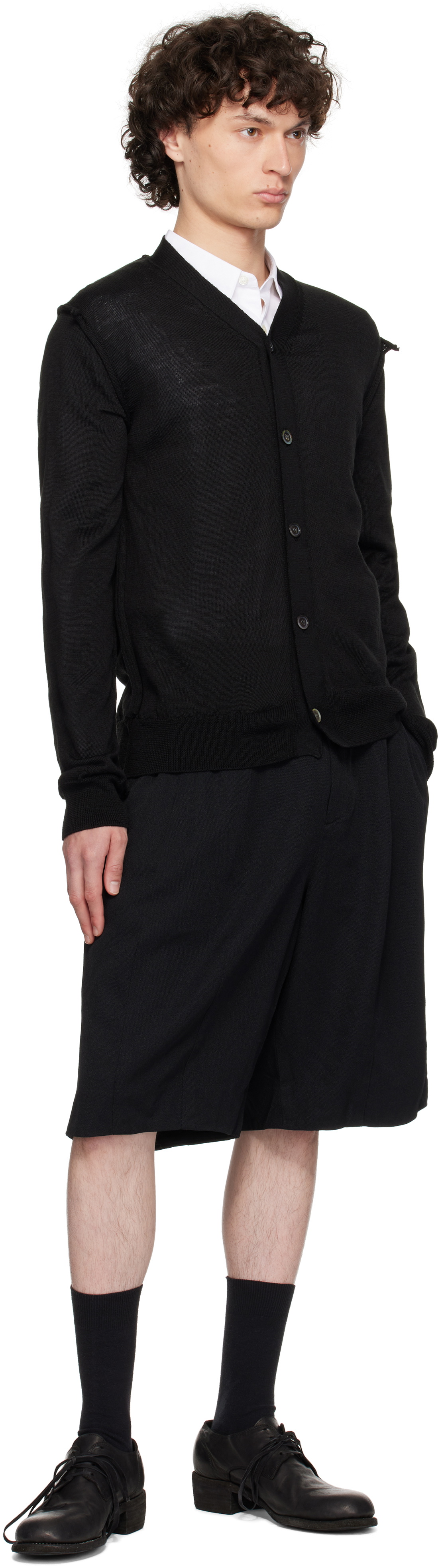 Comme des Garçons Homme Deux Black Acrylic & Wool Cardigan