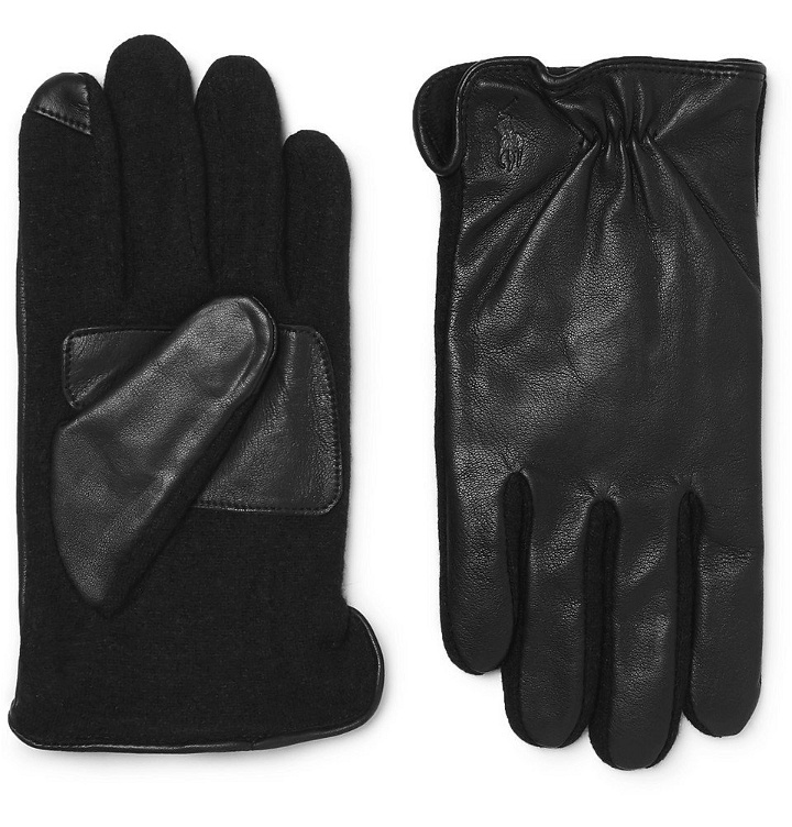 Photo: Polo Ralph Lauren - Touchscreen Leather and Flannel Gloves - Men - Black