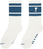 AMI Paris Blue Ami de Cœur Striped Socks
