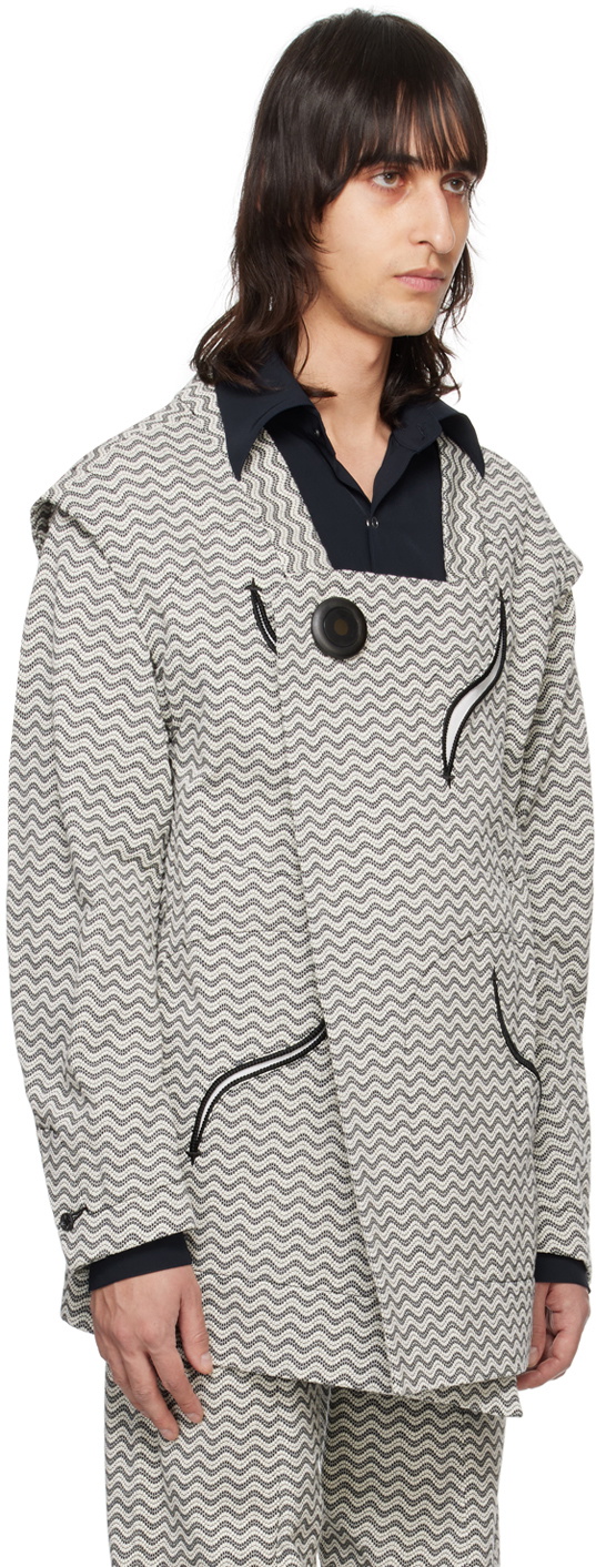 KOZABURO Black & White Double-Wave Jacket