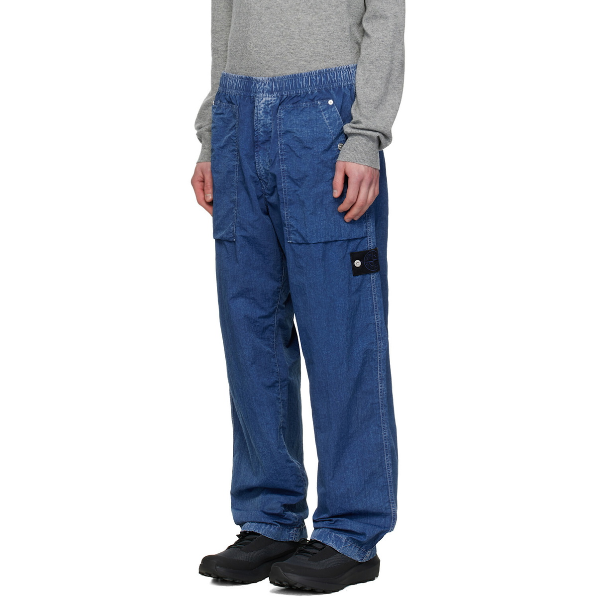 Stone Island Navy 3100001 Hollow Fibre Indigo-TC Marmo Corrosion Trousers