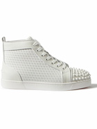 Christian Louboutin - Lou Spikes Orlato Studded Leather and Mesh High-Top Sneakers - White