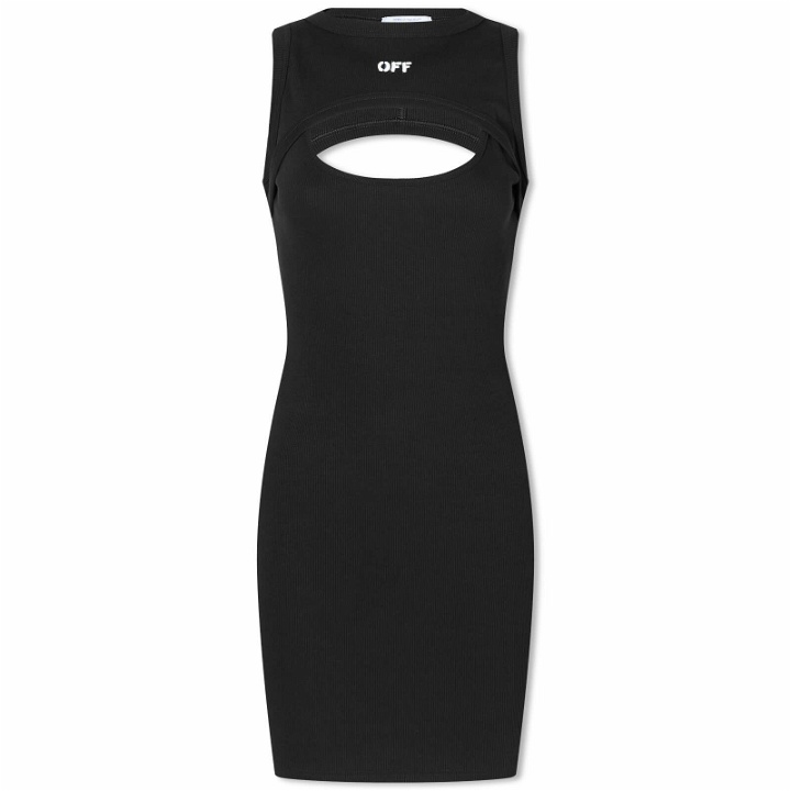 Photo: Off-White Women's Off Stamp Logo Rib Round Mini Dress in Black