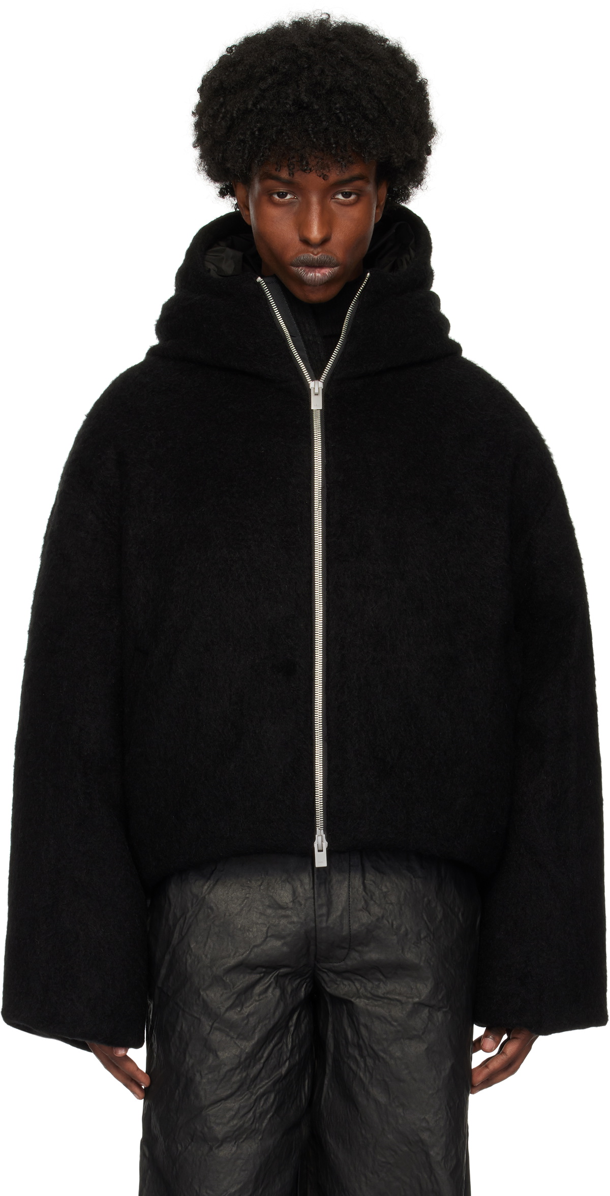 HELIOT EMIL Black Obelis Mohair Down Jacket Heliot Emil