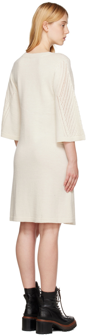 See by Chloé White Three-Quarter Sleeve Midi Dress