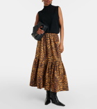 Ganni Leopard-print cotton maxi skirt