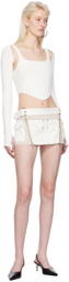Dion Lee White & Beige Toolbelt Denim Miniskirt