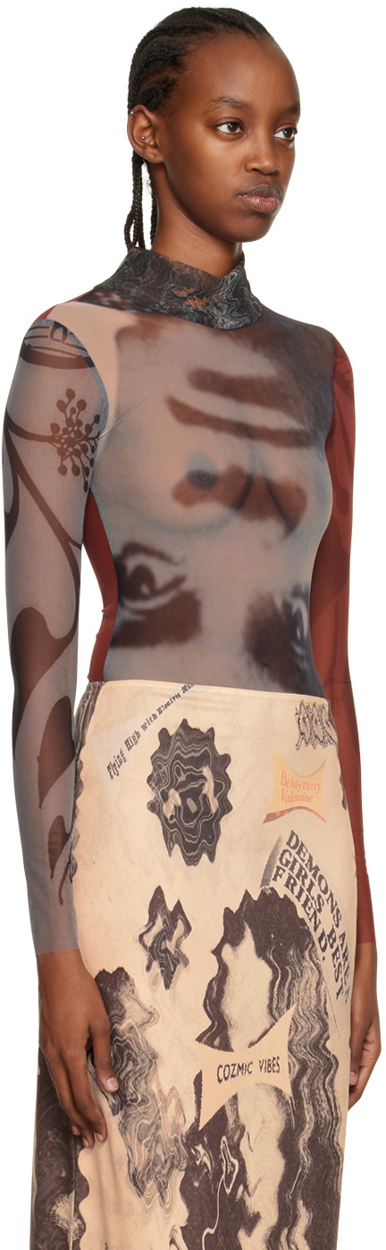 ELLISS Gray & Red Ida Bodysuit