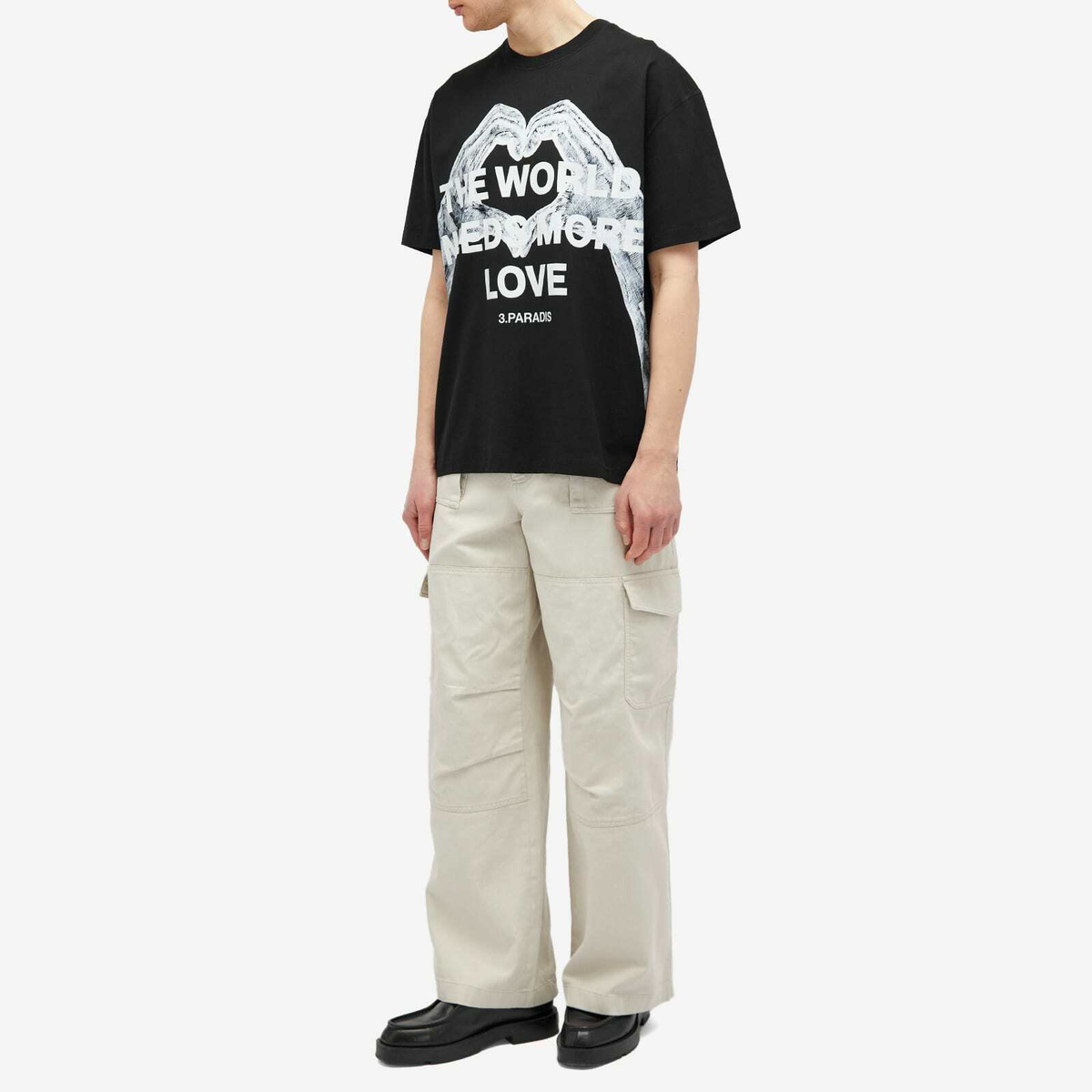 3.Paradis Men's TWNML Hands & Heart T-Shirt in Black