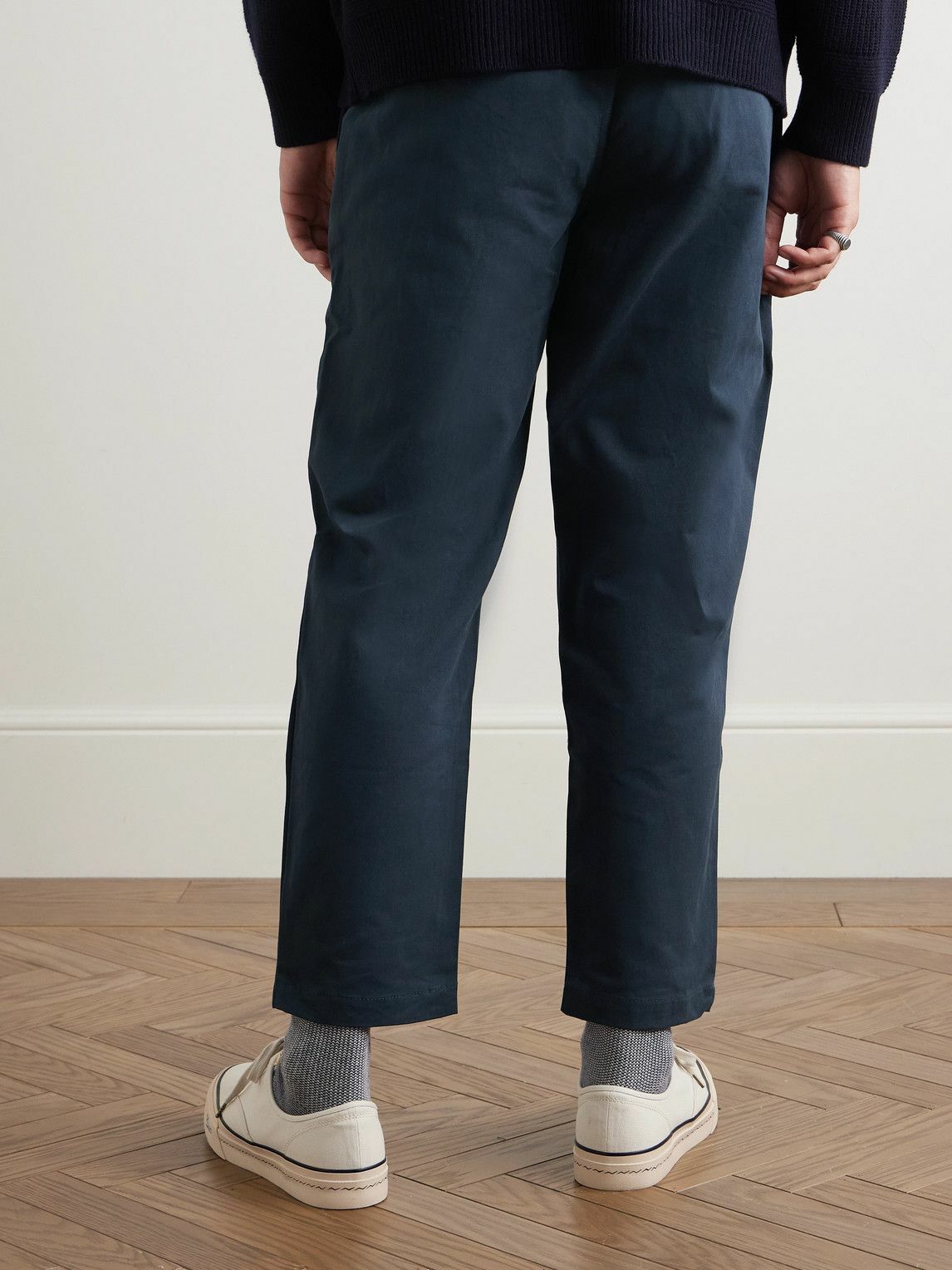 FrizmWORKS - Haworth Tapered Cropped Pleated Cotton-Twill Trousers - Blue