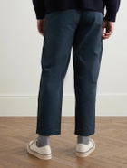 FrizmWORKS - Haworth Tapered Cropped Pleated Cotton-Twill Trousers - Blue