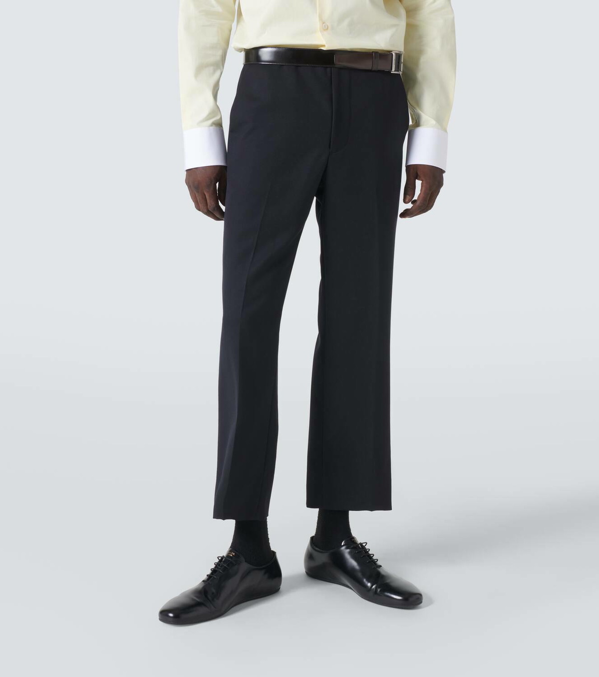 Prada Belted wool gabardine straight pants Prada display picture 1