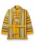 Alanui - Shawl-Collar Frayed Striped Wool Cardigan - Yellow