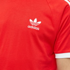 Adidas Men's 3 Stripe T-Shirt in Vivid Red