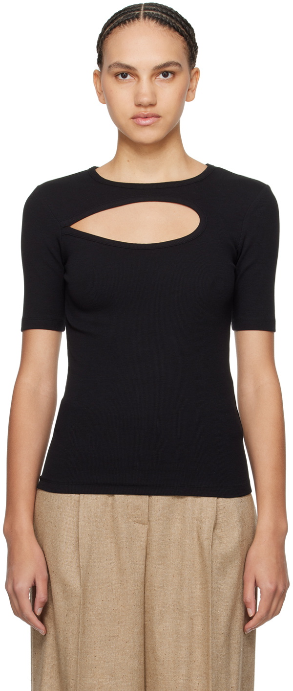 REMAIN BIRGER CHRISTENSEN 売れ筋商品|||リメイン バーガー クリステンセン Tシャツ トップス レディース Bodysuits Black black-cut-out-t-shirt.jpg