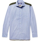 Junya Watanabe - Panelled Cotton-Poplin and Camouflage-Print Ripstop Shirt - Men - Blue