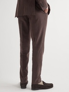 Thom Sweeney - Tapered Pleated Linen Trousers - Brown