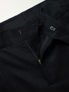 Mr P. - Tapered Pleated Wool-Flannel Suit Trousers - Black