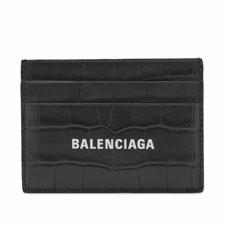 Photo: Balenciaga Men's Croc Embossed Logo Card Holder in Black/White