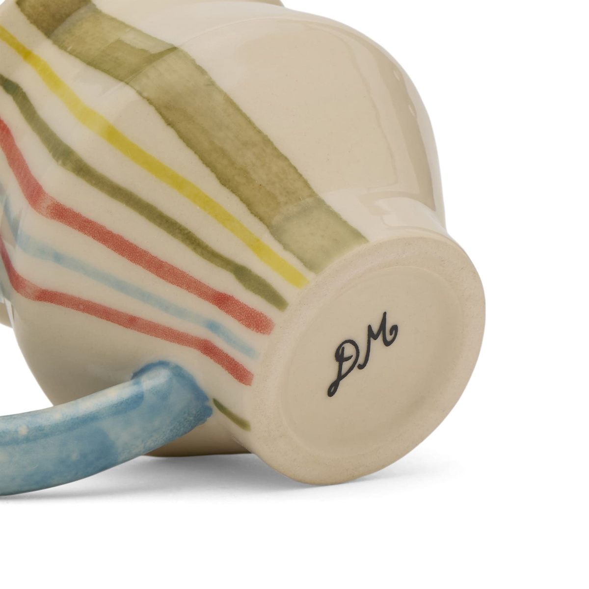 Damson Madder Women's Angular Mug - Stripes in Yellow/Green 
