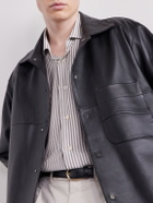 Eleventy - Striped Lyocell and Cotton-Blend Shirt - Brown