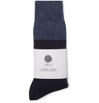 NN07 - Colour-Block Ribbed-Knit Socks - Men - Navy