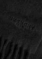 Givenchy Logo-embroidered Fringed Alpaca-blend Scarf - Black - One Size