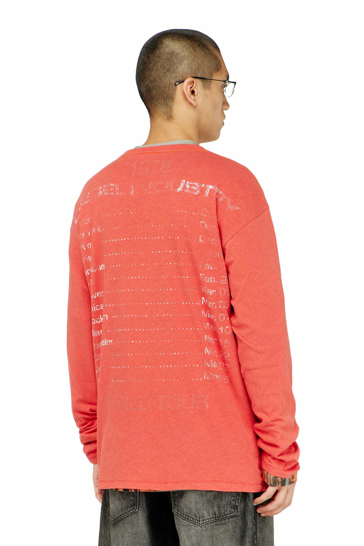 Diesel Long-sleeve T-shirt with concert graphics - T-Shirts Mens in Red