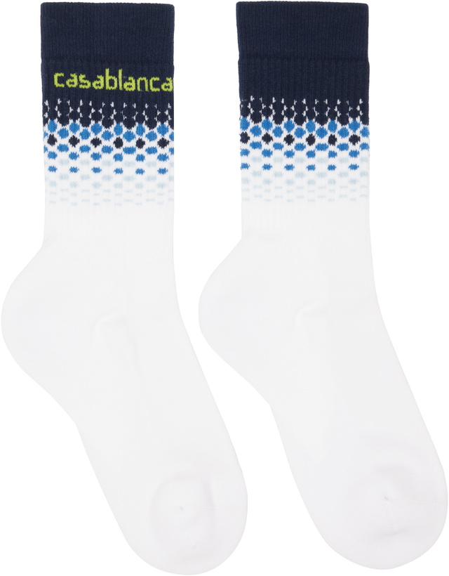 Photo: Casablanca White Blue Halftone Gradient Socks